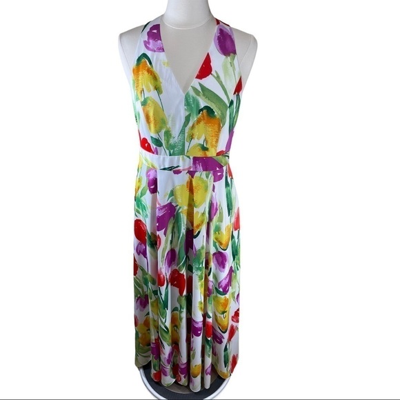 Halter Floral Maxi Dress Miriam Garvey Easter Spring Size 8 - Picture 7 of 8
